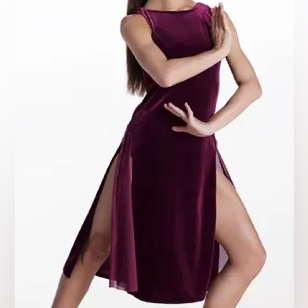 Weissman Dance Costume burgundy red velvet dress True Blue 17880 LA-Large adult
